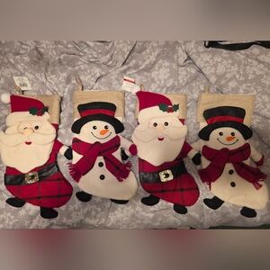 Festive Snowman and Santa Christmas Stockings Set